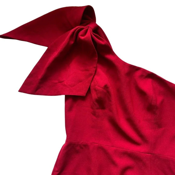 Dress the Population Tiffany Midi One Shoulder Bow in Garnet Size XL - Picture 8 of 15